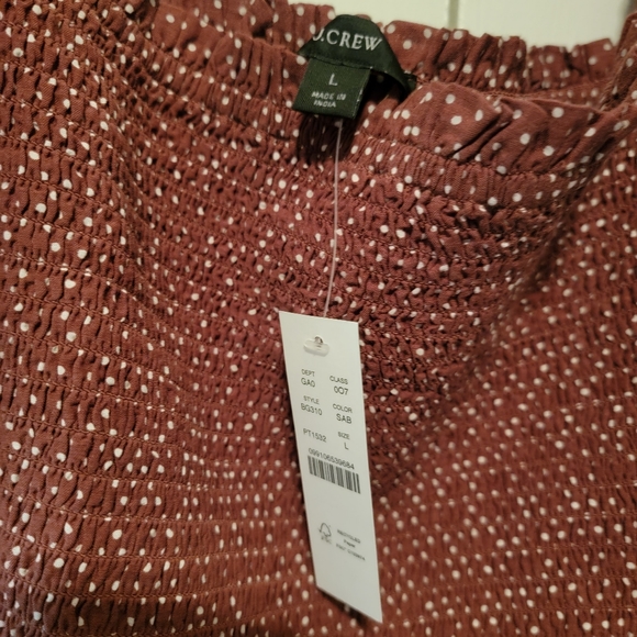 NWT J Crew Squareneck smocked cotton voile top in dot - Picture 5 of 6